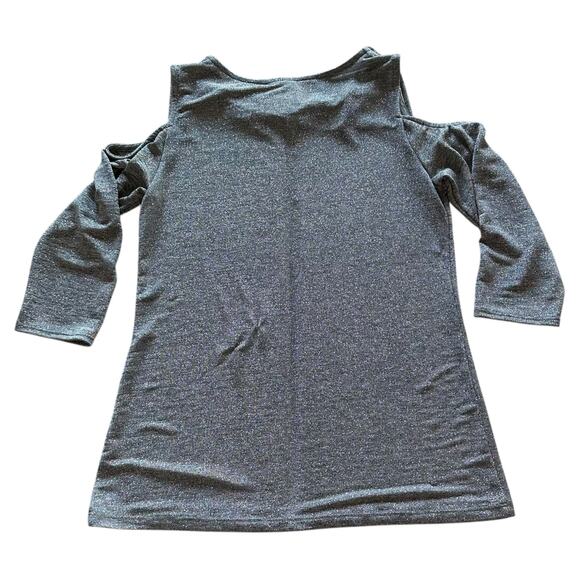 Vintage Womens Top Small Silver Y3K Futuristic Cold Shoulder Dystopian Galactic - Picture 1 of 7